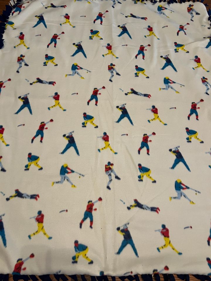two piece hand tied Baseball fleece blanket