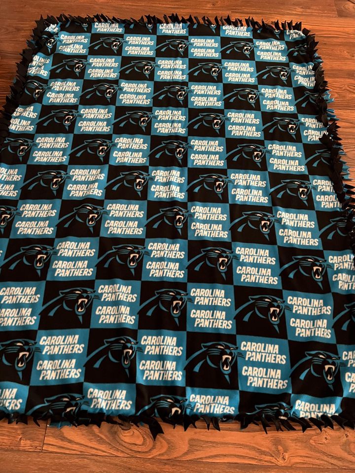 two piece hand tied Carolina Panthers fleece blanket