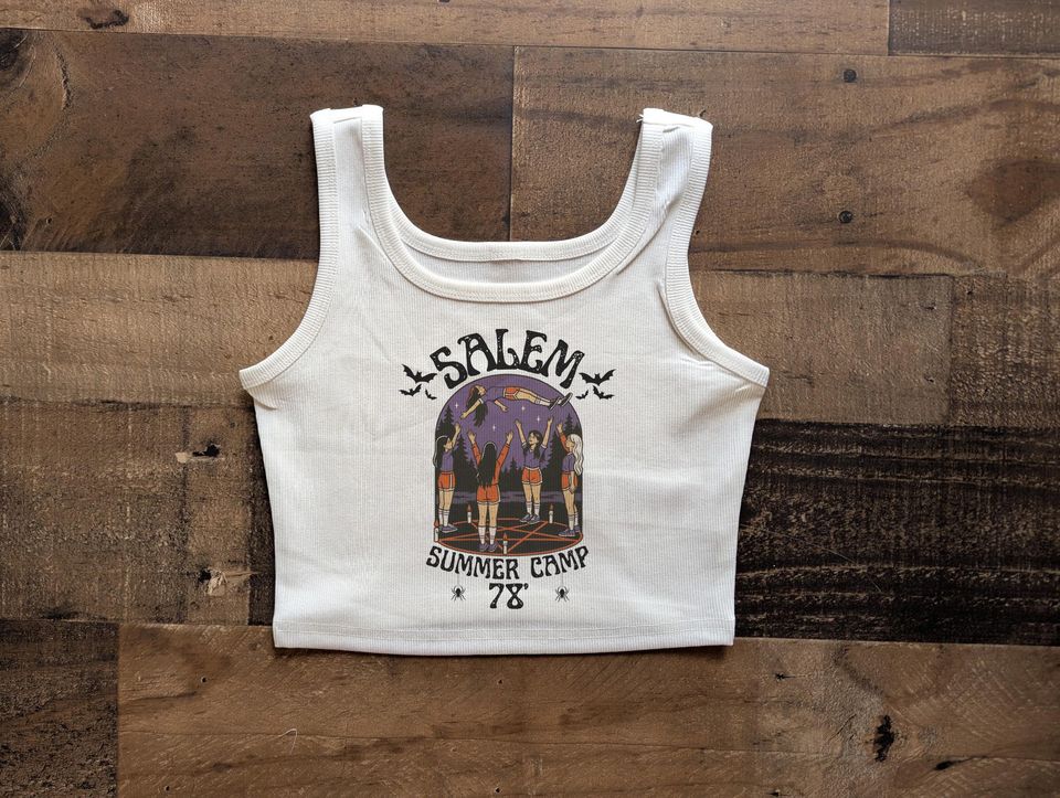 Salem Summer Camp 78 Crop Tank Halloween Baby Tee