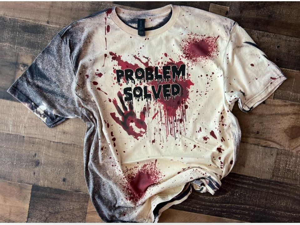 Bloody Halloween Costume Tshirt; Problem Solved Homemade Dripping Tee