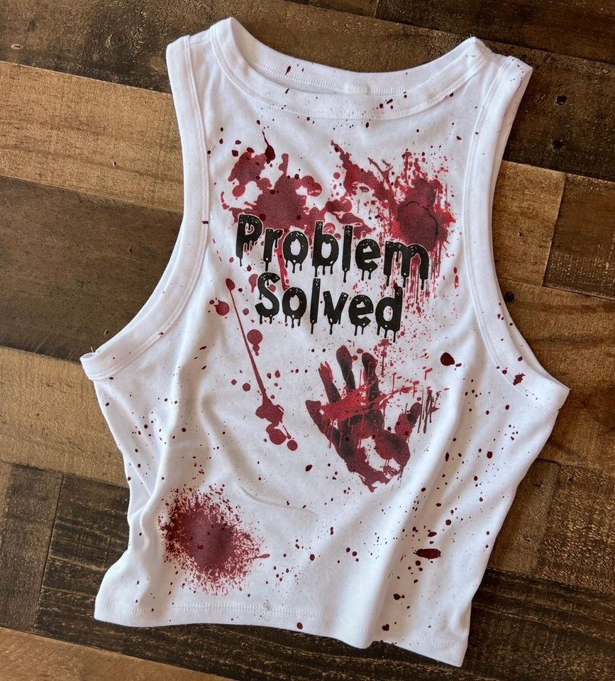 Bloody Halloween Costume Tshirt; Problem Solved Homemade Dripping Tee