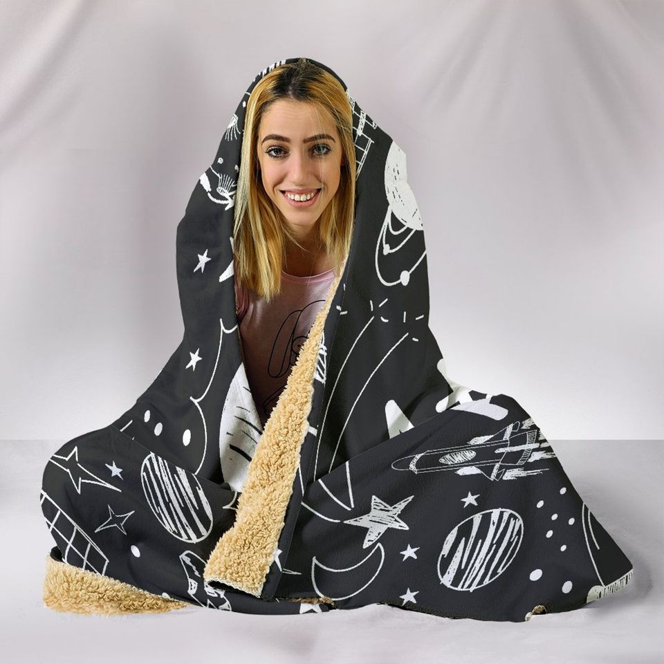 Astronomy Chalkboard Hooded Sherpa Blanket