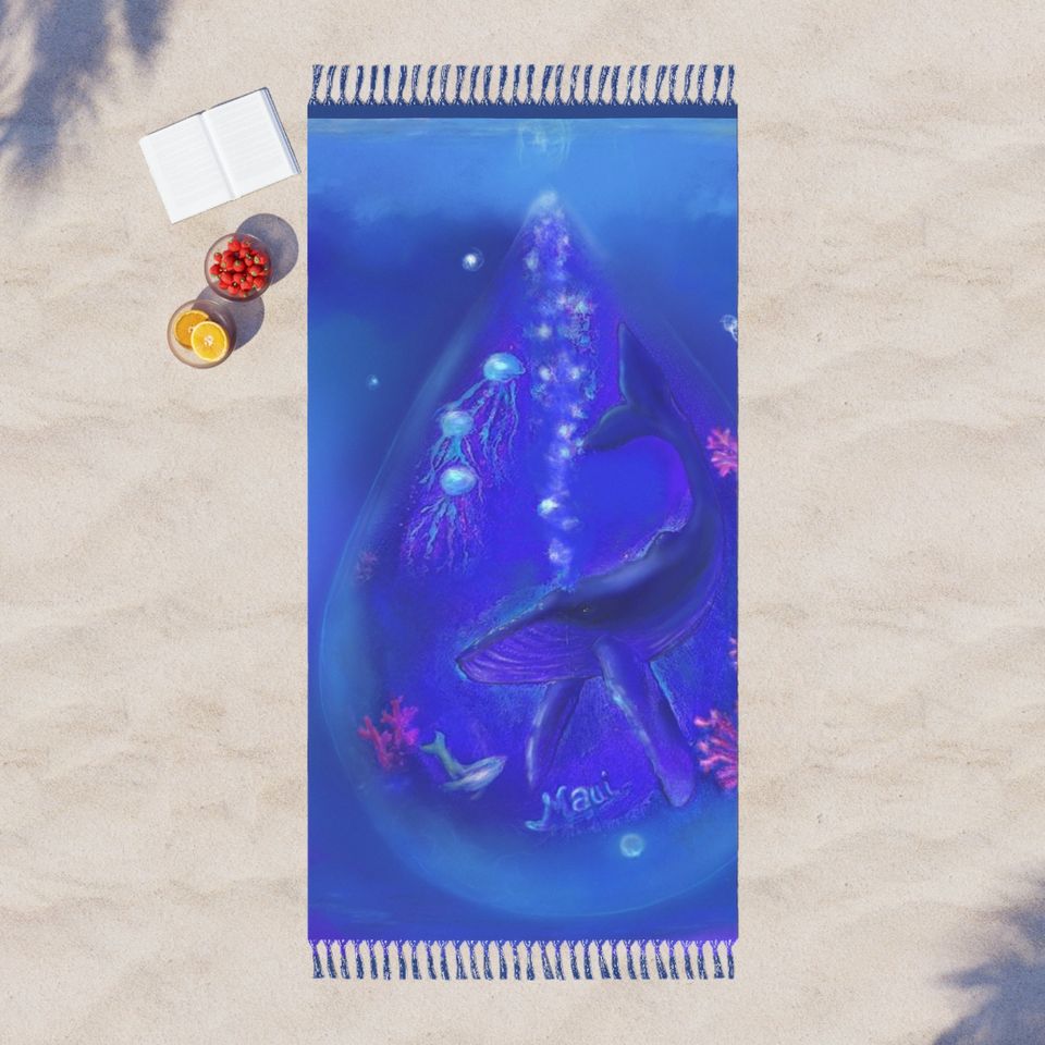 Whale, Maui, Hawaii, Pikoart, Boho Beach Cloth