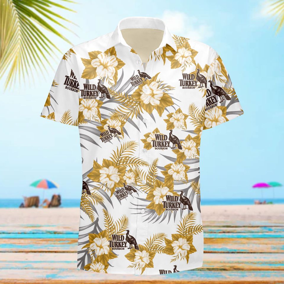 Wild Turkey Bourbon Whiskey Beach Hawaiian Shirt
