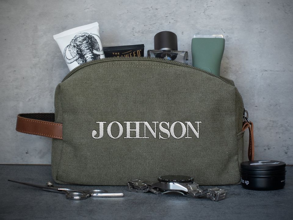 Custom Leather Toiletry Bag – Personalized Gift for Men, Dad, or Husband
