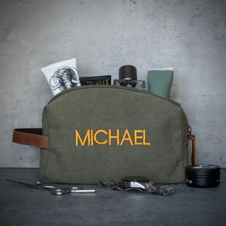 Custom Leather Toiletry Bag – Personalized Gift for Men, Dad, or Husband