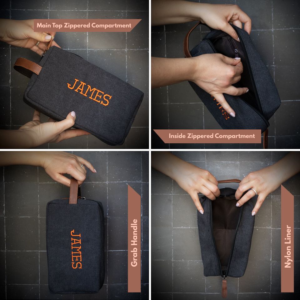 Custom Leather Toiletry Bag – Personalized Gift for Men, Dad, or Husband