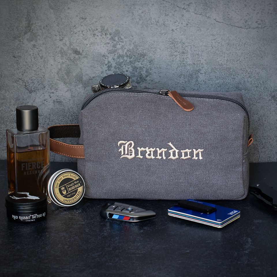 Custom Leather Toiletry Bag – Personalized Gift for Men, Dad, or Husband