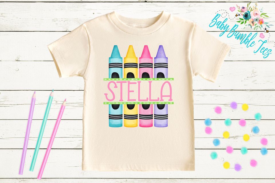Custom name Crayon School Shirt, Back To School Gifts