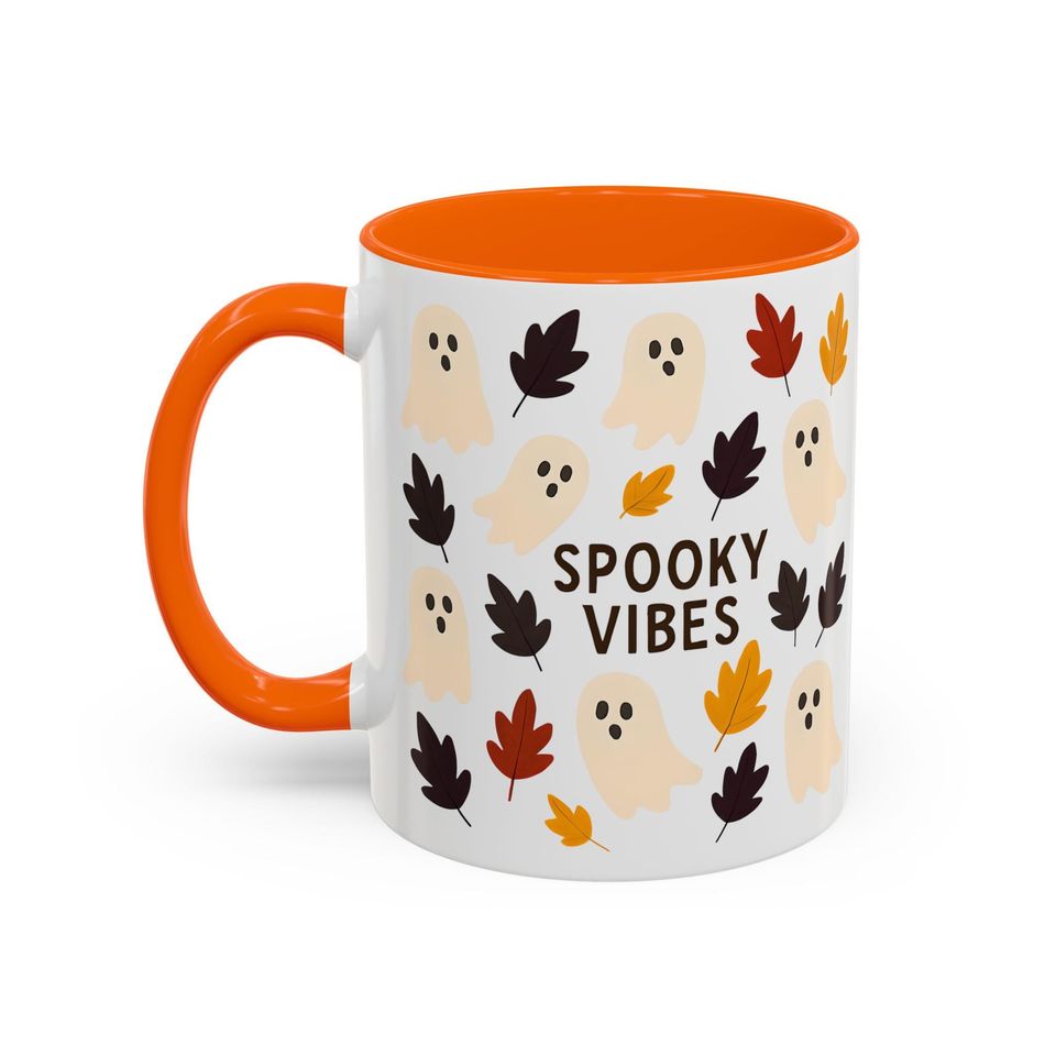 Boo-tiful Ghost Accent Mug, Autumn Vibes Cup, Perfect Gift for Halloween Fans