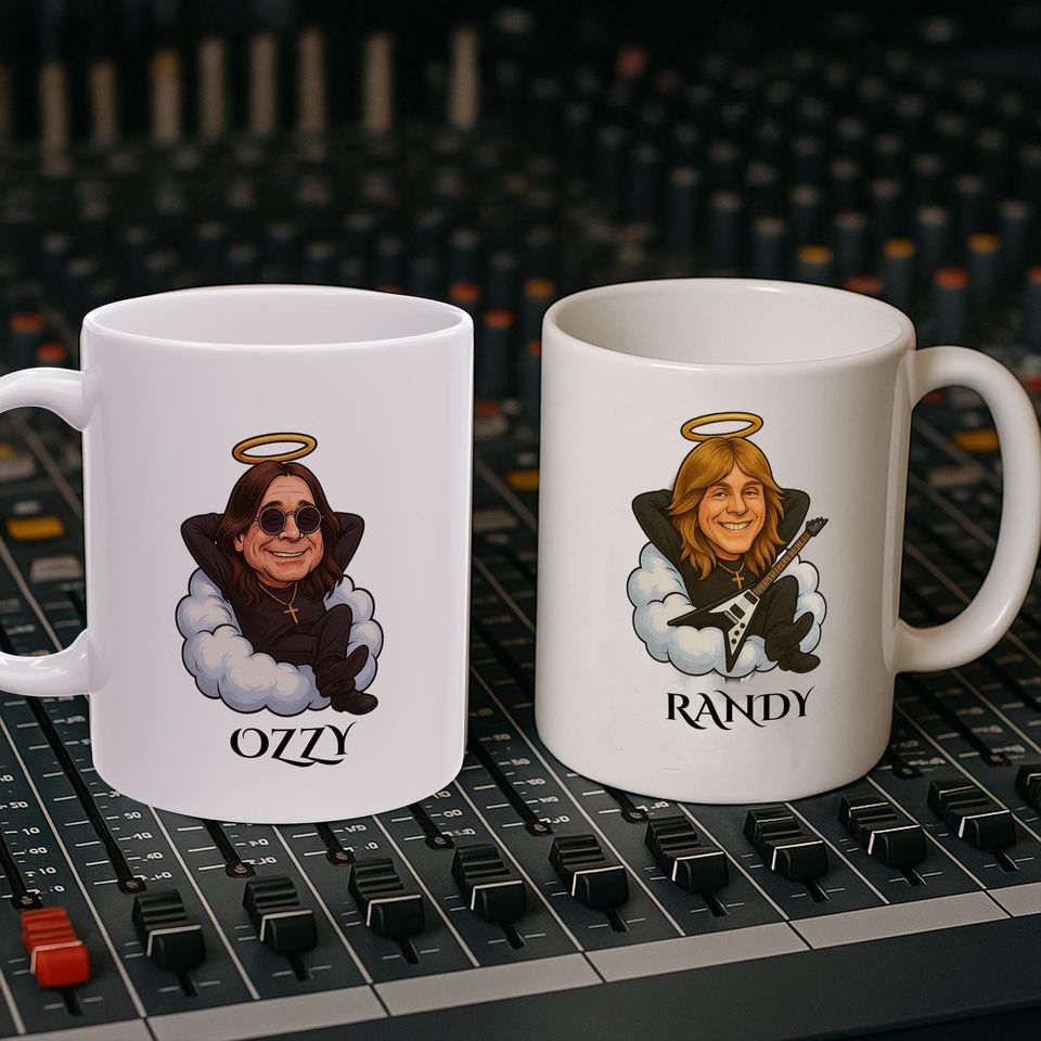 Ozzy Osbourne & Randy Rhoads Tribute Mug, Metal Legends Prince of Darkness Ceramic Cup