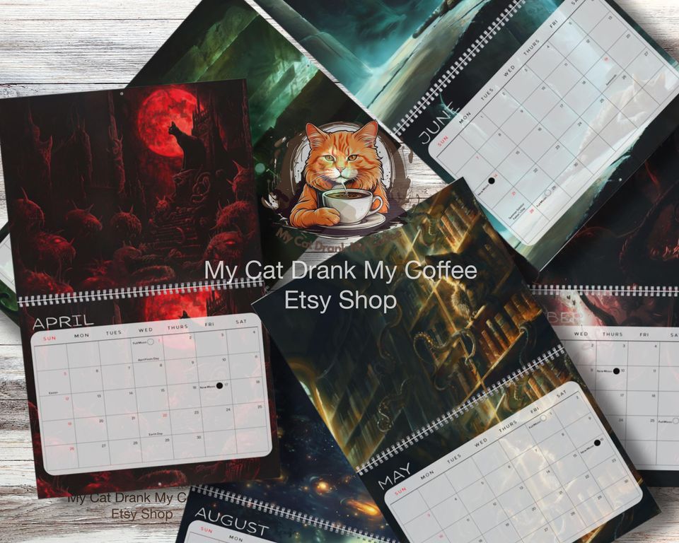 Cosmic Horror Cats Calendar 2026: Lovecraftian Art