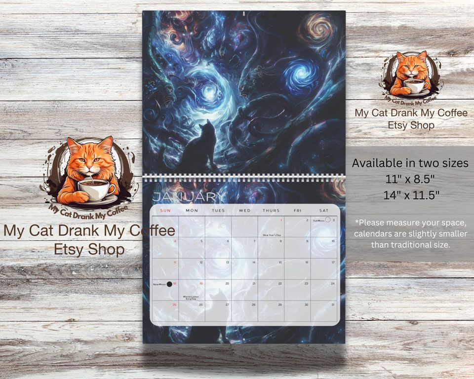Cosmic Horror Cats Calendar 2026: Lovecraftian Art