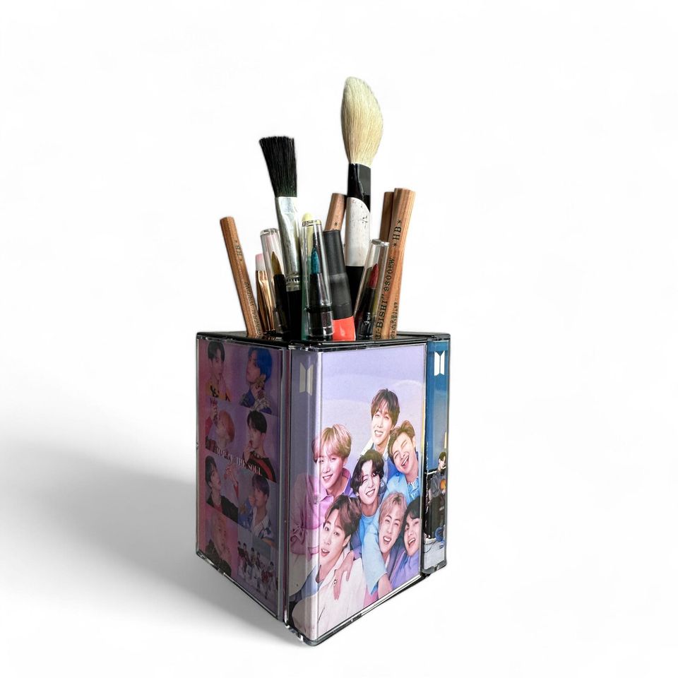 BTS Cassette Tape Desk Organizer Pen Pencil Holder Handmade Retro Makeup brush holder | Plant Pot Cute K-Pop gift
