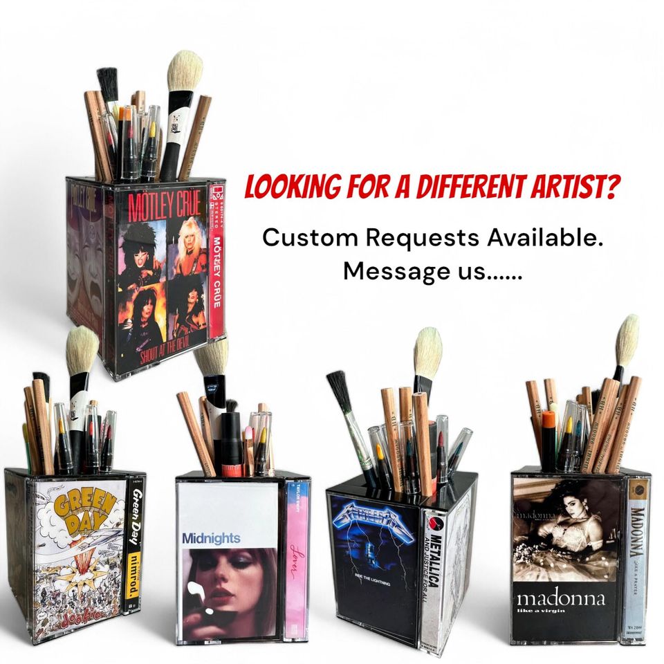 BTS Cassette Tape Desk Organizer Pen Pencil Holder Handmade Retro Makeup brush holder | Plant Pot Cute K-Pop gift