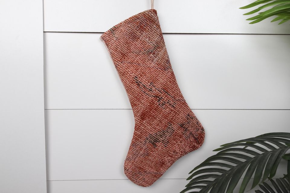 Unique Xmas Stocking  Handmade Kilim  7x18 Inches (18x45 cm)  Santa Claus Decor