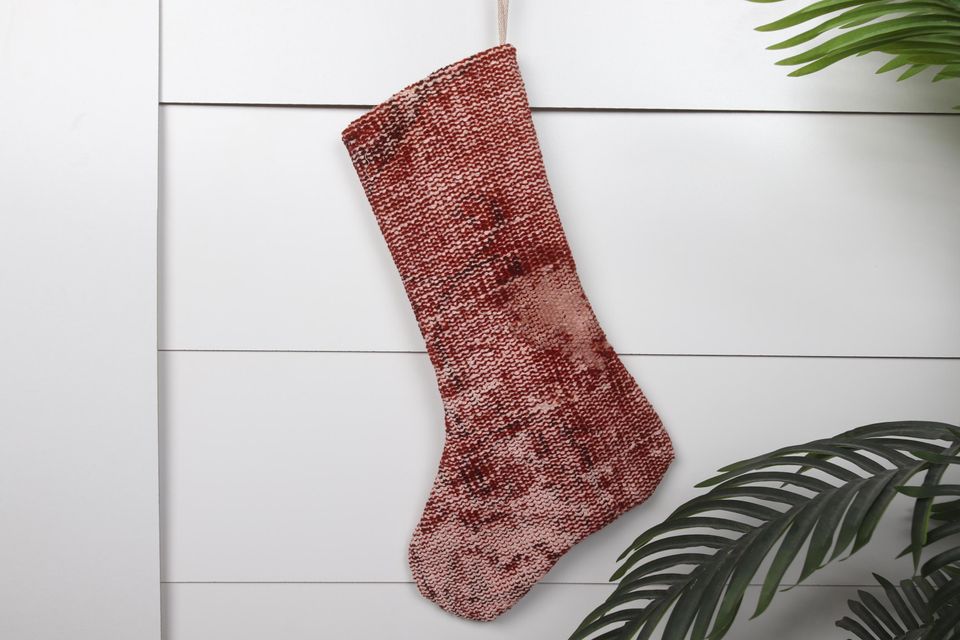 Unique Xmas Stocking  Handmade Kilim  7x18 Inches (18x45 cm)  Santa Claus Decor