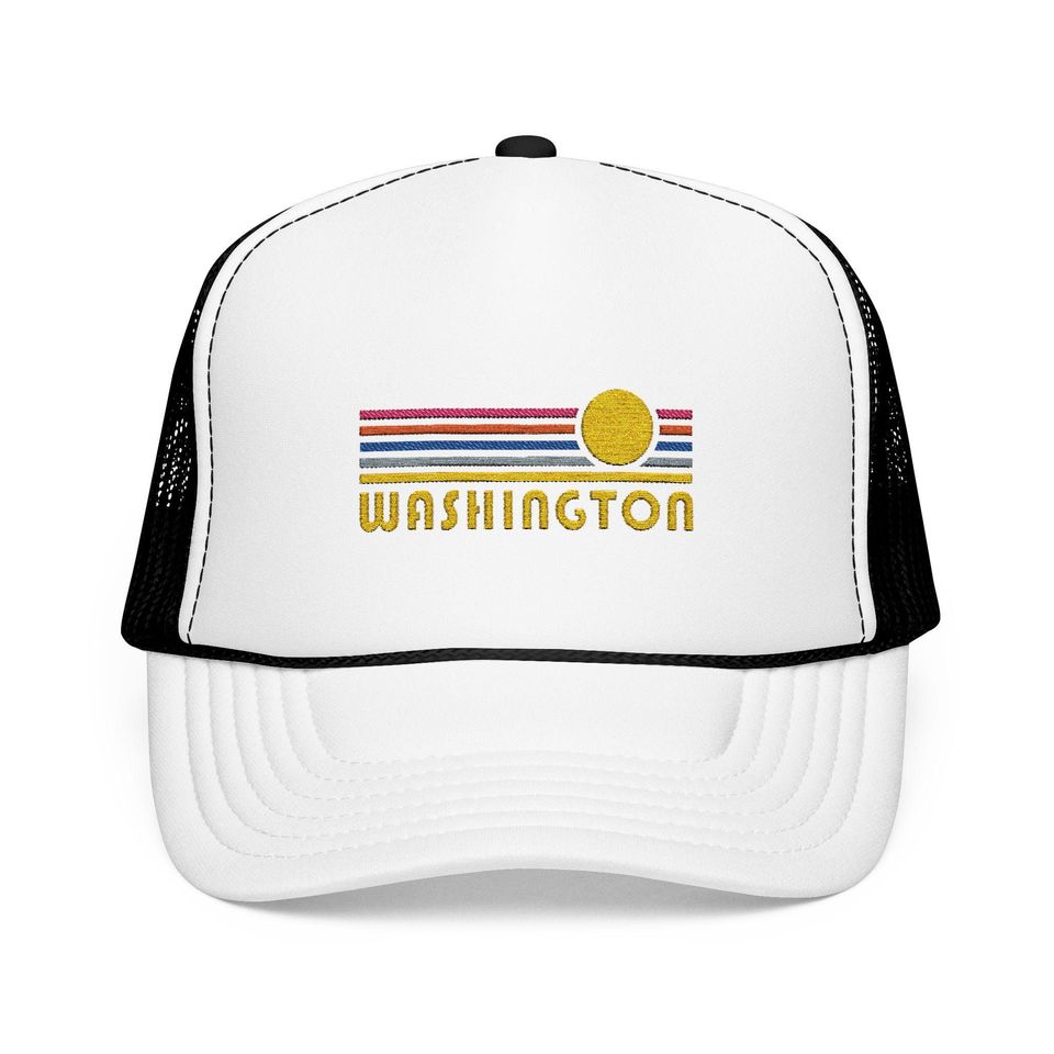 Washington Embroidered Foam Trucker Hat - Retro Sunset