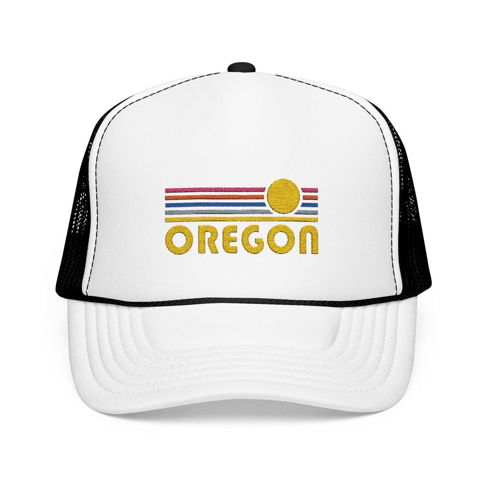 Oregon Embroidered Foam Trucker Hat - Retro Sunset