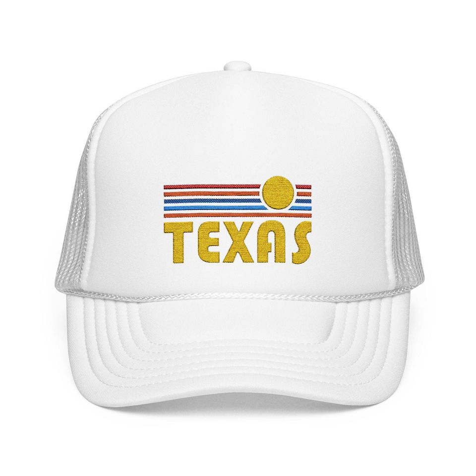 Texas Embroidered Foam Trucker Hat - Retro Sunset
