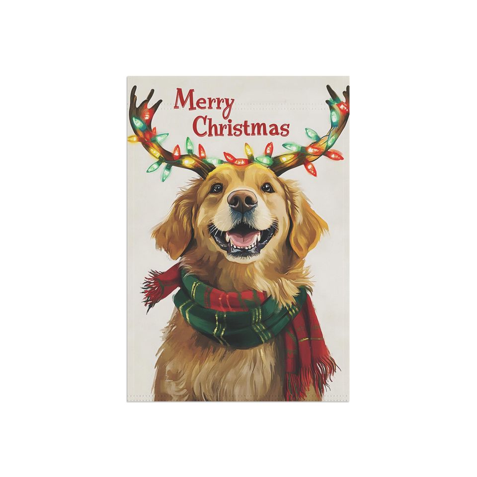 Golden Retriever Christmas Garden Flag, Holiday Dog Decor