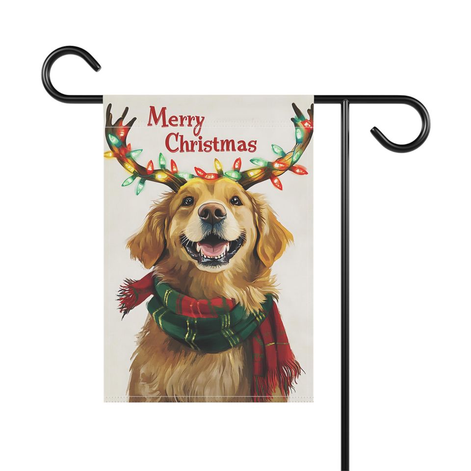 Golden Retriever Christmas Garden Flag, Holiday Dog Decor