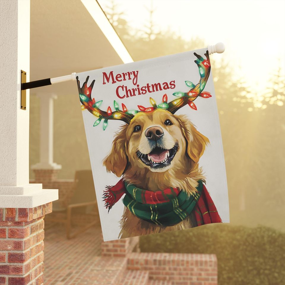 Golden Retriever Christmas Garden Flag, Holiday Dog Decor