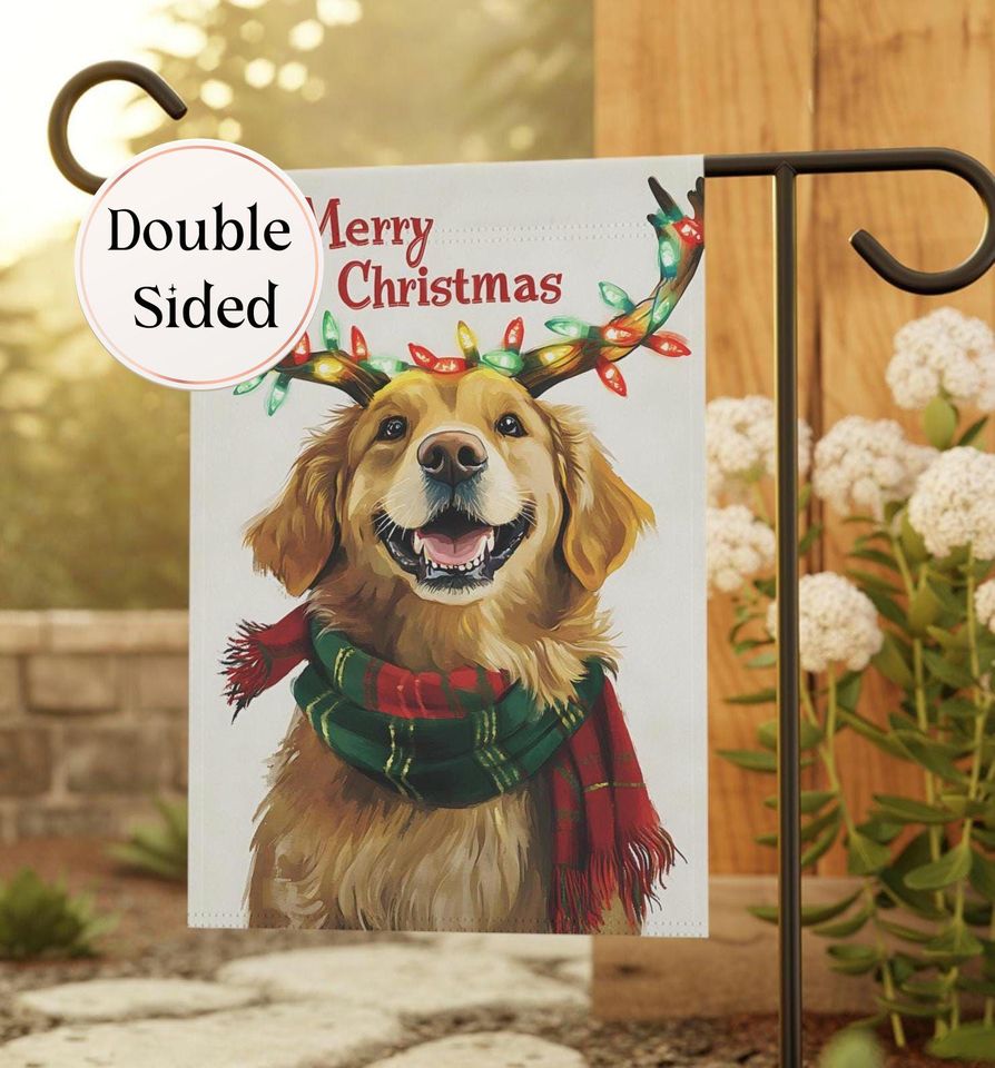 Golden Retriever Christmas Garden Flag, Holiday Dog Decor