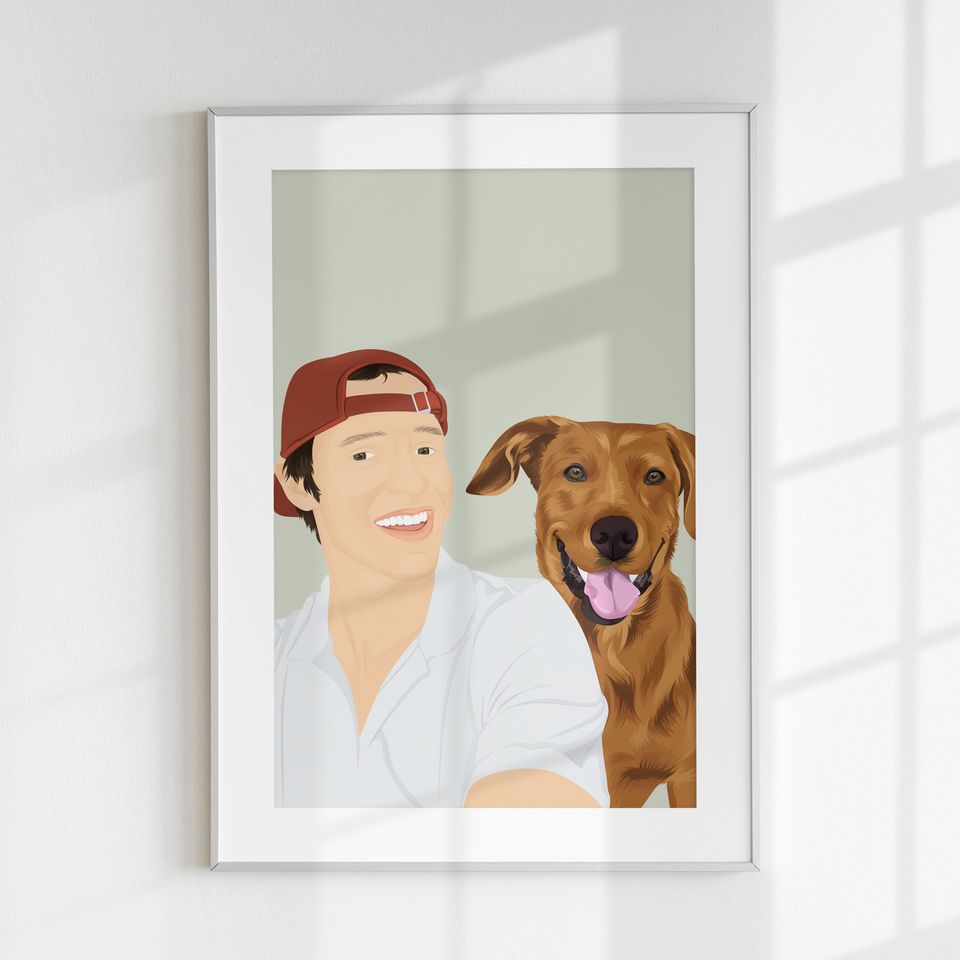 Personalized Pet Portrait: Custom Art Print, Valentine's Gift