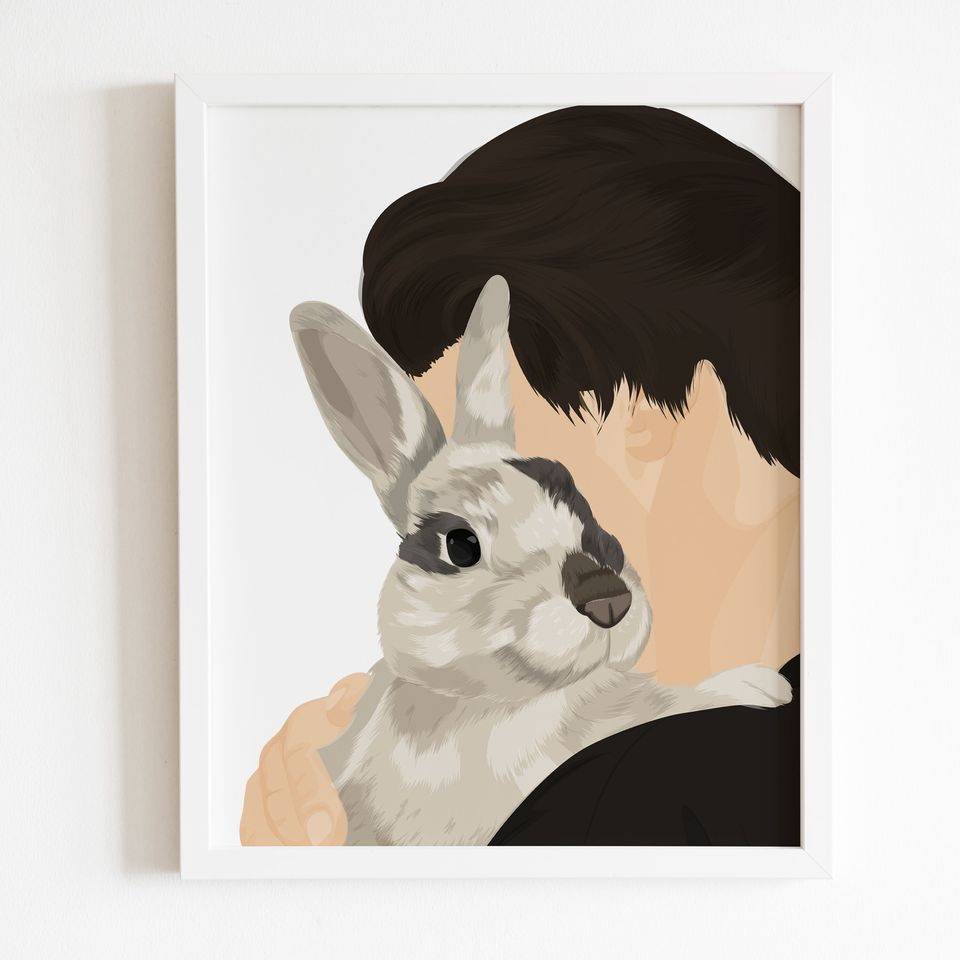 Personalized Pet Portrait: Custom Art Print, Valentine's Gift