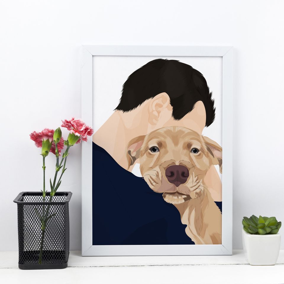 Personalized Pet Portrait: Custom Art Print, Valentine's Gift