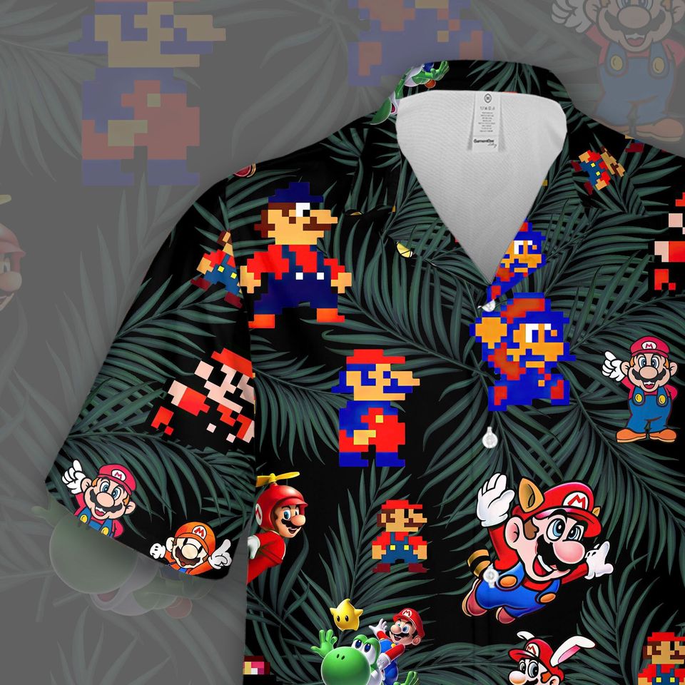 Super Mario Hawaiian Shirt, Super Mario Tropical Shirt