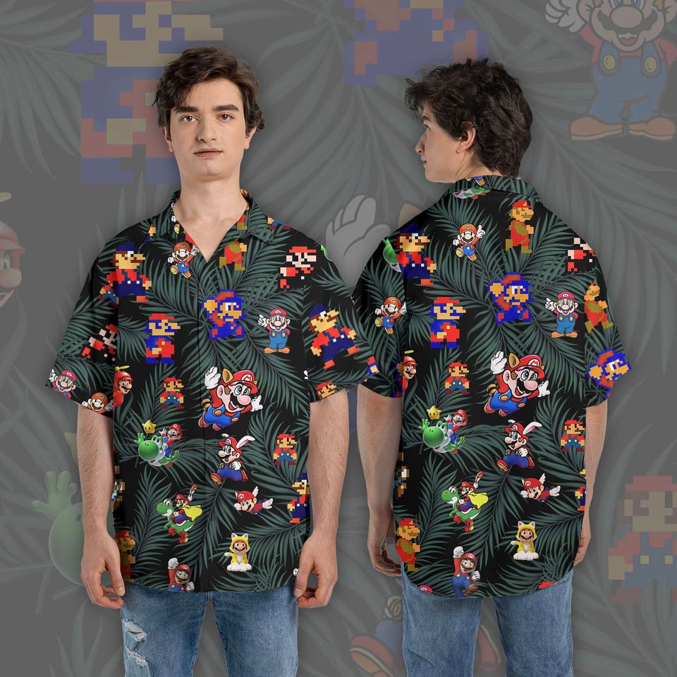 Super Mario Hawaiian Shirt, Super Mario Tropical Shirt