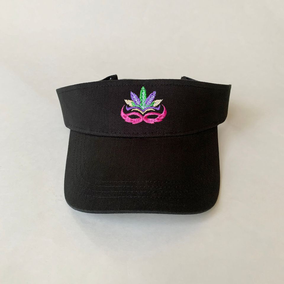 Mardi Gras Mask Embroidered Visor Cotton Visor Summer Sun Visor