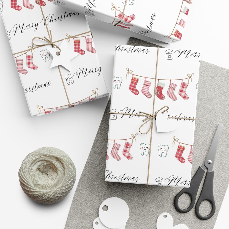 Dental Christmas Wrapping Paper: Dentist Gift Wrap