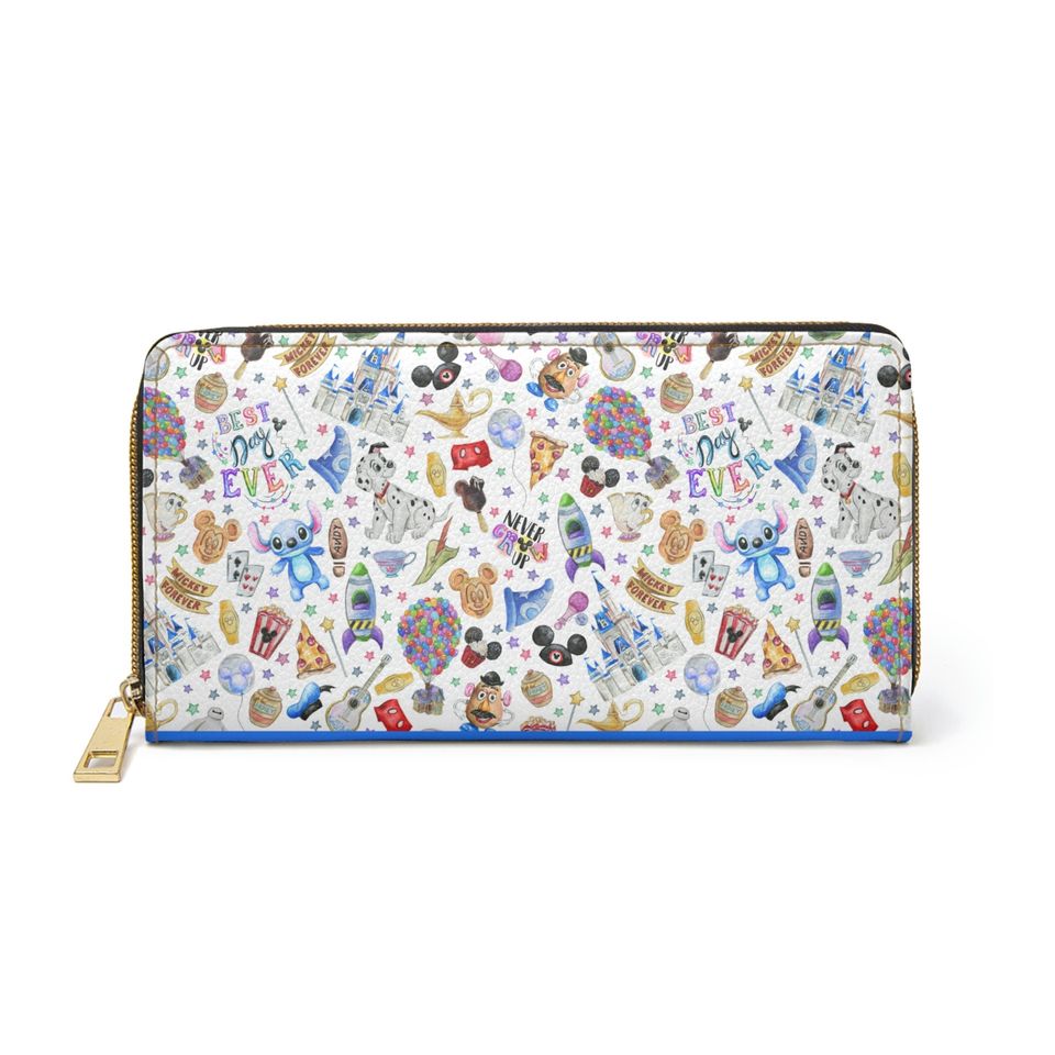 Disney Best Day Ever Vegan Leather Zipper Wallet, Disney Wallet