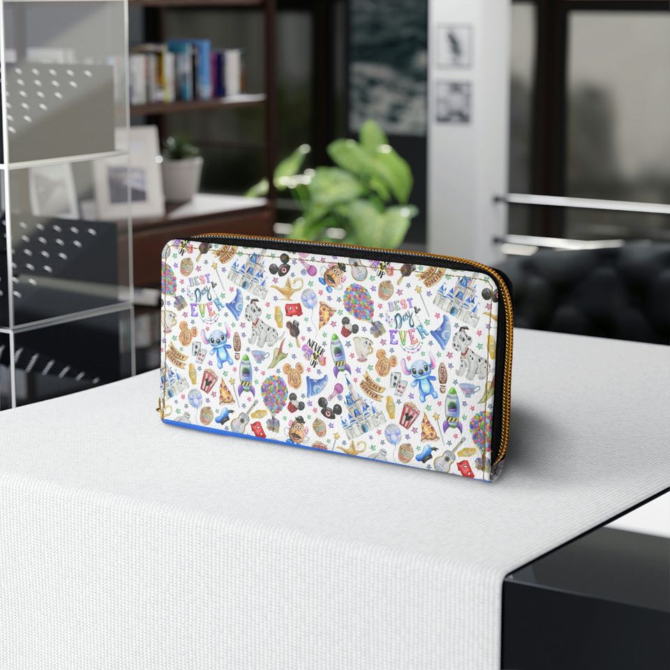 Disney Best Day Ever Vegan Leather Zipper Wallet, Disney Wallet