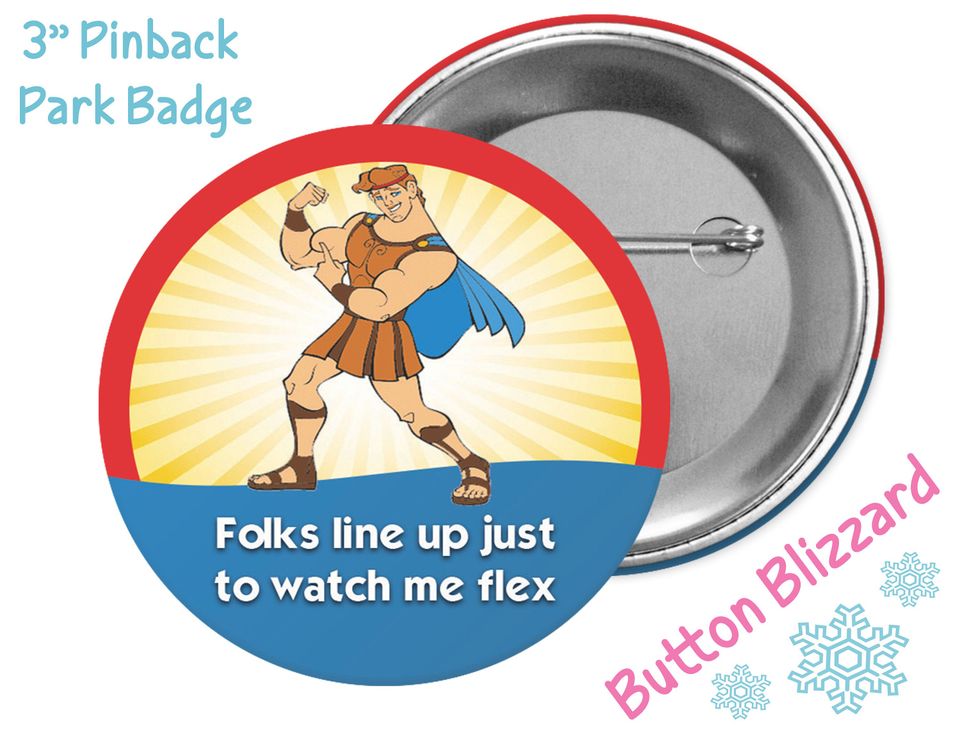 Hercules Button - Theme Park Button - Disney Park Pin