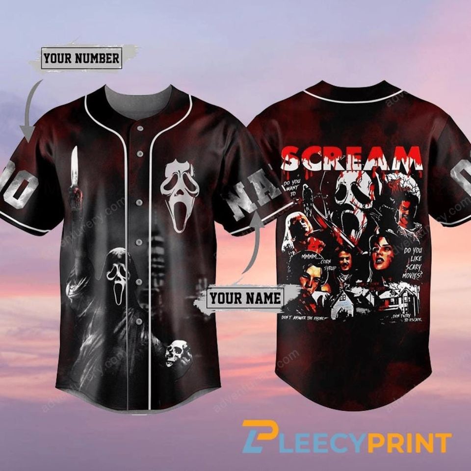 Personalized Scream Ghostface Baseball Jersey, Ghostface Halloween Jersey Shirt