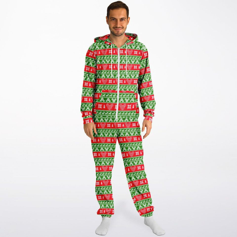 Disney Christmas Men's Hooded Jumpsuit | Christmas Pajama Outfits | Family Matching Pajamas