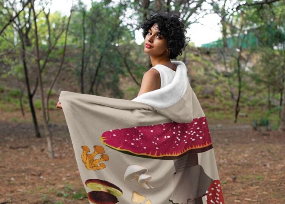 Mushroom Heaven Hoodie Blanket
