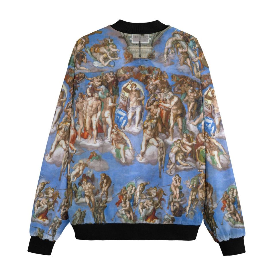 Michelangelo's Last Judgement Bomber Jacket: Renaissance Art, Fleece Lined