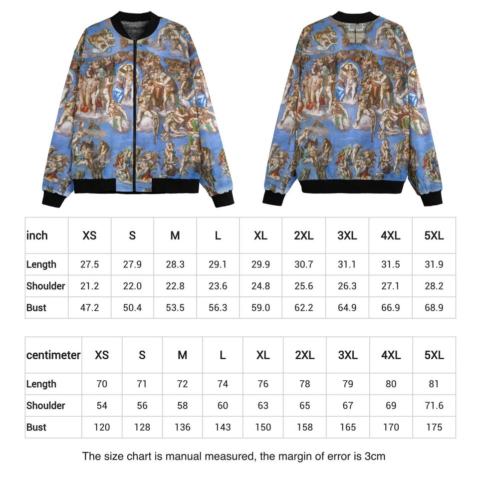 Michelangelo's Last Judgement Bomber Jacket: Renaissance Art, Fleece Lined