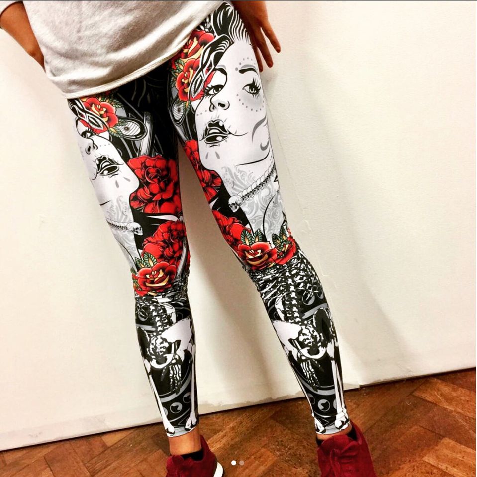 Sugar Skull Mexican Skeleton Print Alternative Leggings