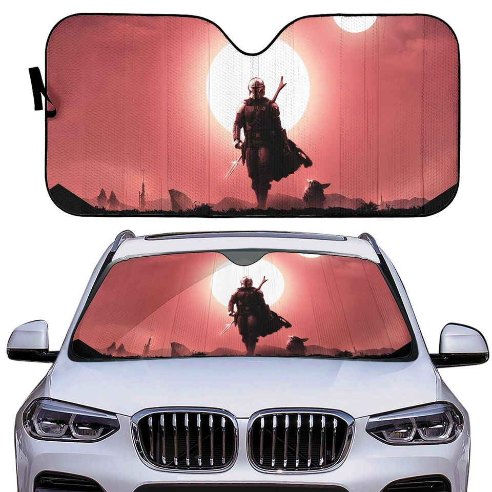 Mandalorian & Grogu Car Sun Shade | Windshield Shade, Custom Gift for Her