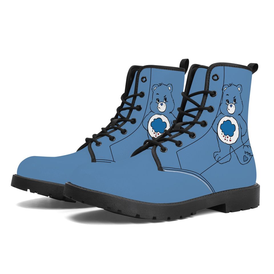 Grumpy Care Bear Inspired Canvas Boots | Grumpy Bear Boots,  Biker Combat Boots, Geek Gift, Care Bear Stare