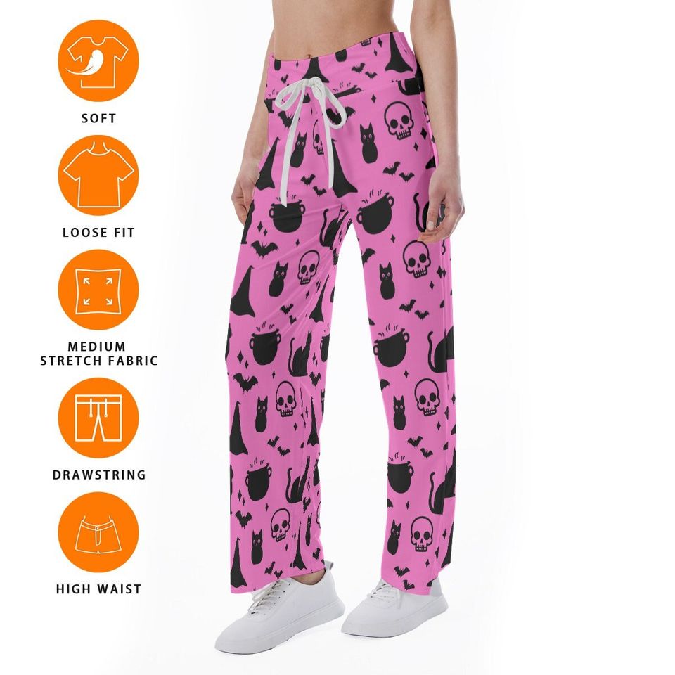 Skull Witch Halloween Goth Pattern Trousers Pants