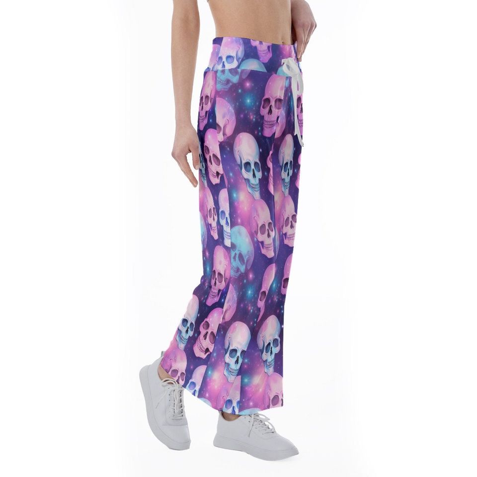 Pastel Goth Skull Pattern Trousers Pants