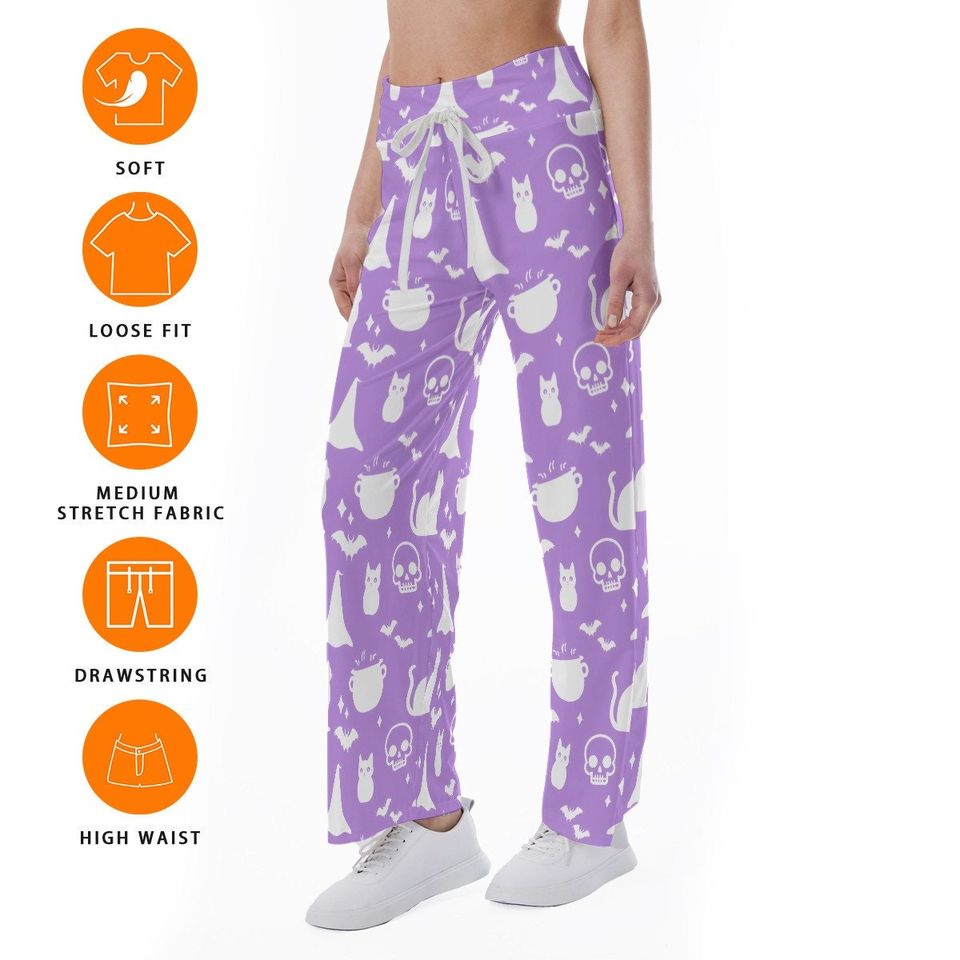 Skull Witch Halloween Goth Pattern Trousers Pants