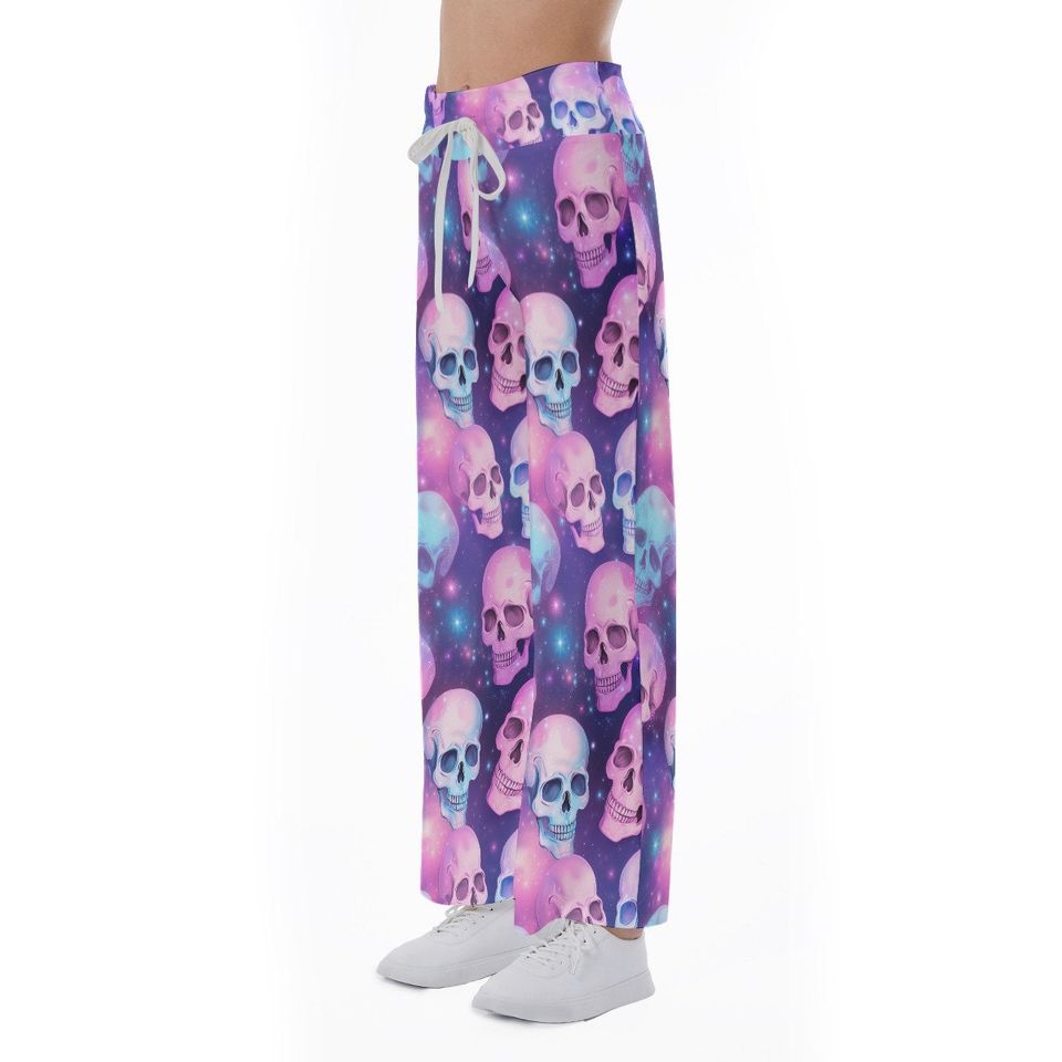 Pastel Goth Skull Pattern Trousers Pants